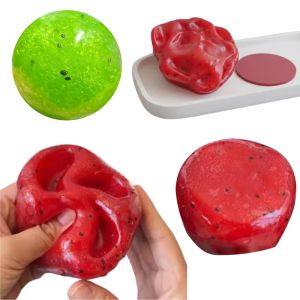 Handmade Watermelon & Kiwi Fruit Slushy Squishy Toy Soft Stress Relief Squeeze Toy Realistic Fruit Simulation Model Adult Gift