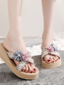 Dép Xỏ Ngón Đế Xuồng Dệt Rơm Hoa Đế Cao Gót Đế Xuồng Đi Biển Mùa Hè Chống Trượt Đế Dày Đế Xuồng Đi Biển Đế Xuồng Đế Cao Gót