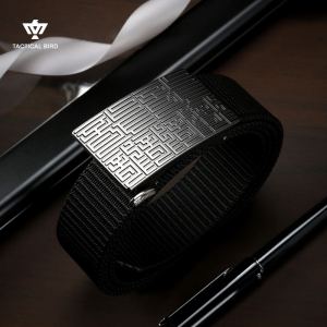 Tactical Bird Internal Buckle Automatic Buckle Leather Belt No Tail Exposure Canvas Nylon Belt Casual Pants Military Belt