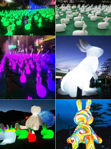 Colorful Rabbit Lamp Home Square Sales Department Props Remote Control Seven Color Changing Rabbit Bench Swing Festive Decoration