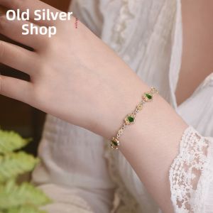 WU YUE JEWELRY | Sterling Silver 9999 Chinese Style Enamel Gourd Lucky Charm Bracelet