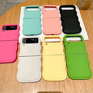 Foldable Silicone Soft Phone Case For Samsung Galaxy Z FLip 7 6 5 4 3 Anti Drop Wave Case Minimally Designed Z FLip3 FLip4 FLip5 FLip6 FLip7 Shockproof