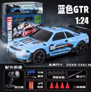 Xe điều khiển Mini Drift Nissan R33 1/24 có điều tốc dẫn động 2 cầu siêu mạnh chống nước Twin Turbo 2024 vỏ cứng có đèn led lật