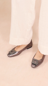 PAZZION 3312-3 Tanya Embellished Buckle Flats