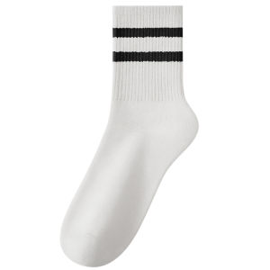 Hodo | Ladies Antibacterial No-Show Mid-Calf Striped Socks Comfortable Breathable Fashionable Warm Odor-Resistant Cotton Crew Socks 5 Pairs