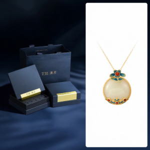 TH | Natural Hetian Jade Necklace with Silver and Carnelian