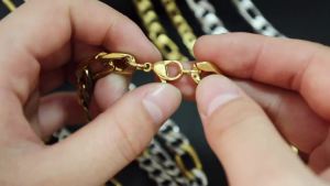 LUXUSTEEL Cuban Chain Necklace for Men Women Gold Plated Mixed Silver Color Stainless Steel Pattern Curb Link Chain Male Collar