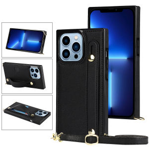 Leather Case For iphone 14 pro max 16 17 Pro Max With Diagonal Strap lanyard Iphone 15 pro max Card Case Shell iphone 13 pro max Cards slot case iPhone X XR XS 14 promax 15 16 Plus 16E 17 Air Cover iPhone 11 12 Pro Max Casing With Rope Sling