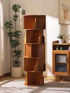 ⚡️SG SELLER⚡️FREE INSTALLATION AND DELIVERY Solid Wood Rotating Bookshelf Floor-standing Space-saving 360-degree Rotating Bookshelves
