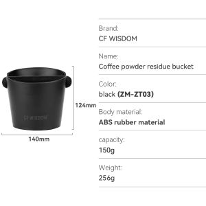 CF WISDOM Coffee Knock Box Espresso Grounds Bin Durable Anti-Slip Coffee Waste Container for Home Barista Commercial Cafe Use