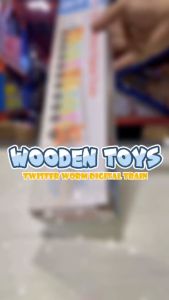Hntob 39cm Wooden Twister Worm Digital Train Learning Parent-Kid Early Educational String Brain Toy