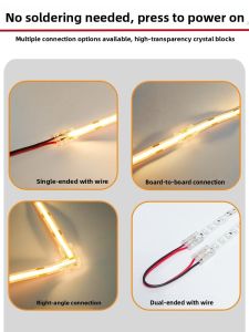 Low Voltage LED Strip Light Connectors Two Pin Corner Crystal No Welding Required for 12V 24V Cob Strip Lights Home Decor