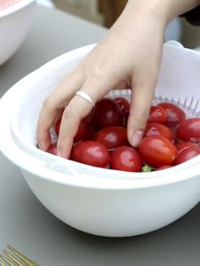 Locaupin Double Drainer Basket Pack Double Rotatable Colander Vegetable Strainer Fruit Drainer Strainer Kitchen Basket