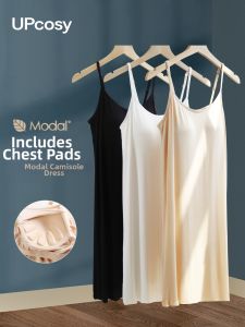 UPcosy | Modal Under Layer Dress with Pads White Mid-length