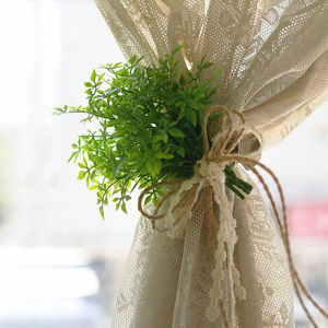 Simple Fresh Leaf Curtain Tie Decor Chinese Zen Style Green Plant Decoration Stainless Steel Clip Fixed Home Decoration Accessories