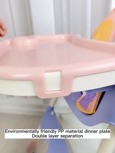 BABYBOOM Doodle Design Adjustable High Chair with Wheels Dining Chair Baby Booster with Tray