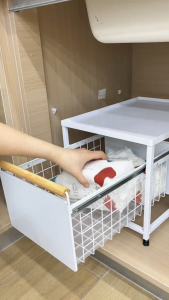 Simplejoy Under Sink Rack Kitchen Pull Out Drawer Organizer Pull Out Basket Snack Rack  Kitchen Sliding Storage | No installation needed