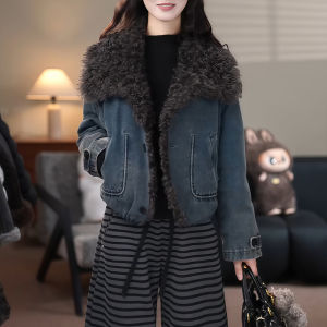 Shalldoer | Warming Slimming Loose Wool and Denim Spliced Jacket