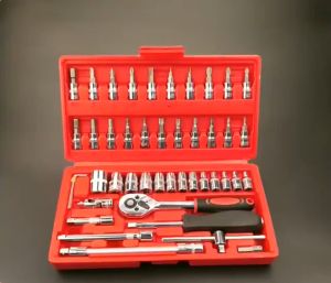 46Pcs 1/4 Tools Screwdriver Box Socket Set Tool Box Set Ratchet Wrench Quality Set Repair Tool Kit