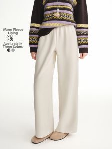 DUSHU | Warm Fleece Pants Loose Waist Straight Casual Vintage High Waisted