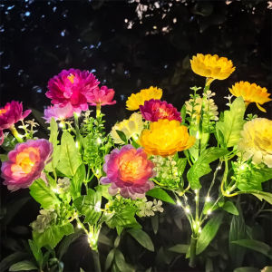 Solar Powered Flower Lights7 Heads Snow Lotus Solar Flower Lights for Outdoor Lawn Lights for Outdoor Solar Garden light