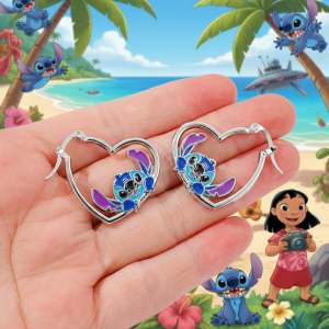 Disney Stitch Kawaii Interstellar Baby Earrings for Girls Heart Cute Eardrop Jewelry Ins Theme Party Birthday Gift