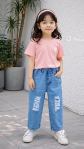 Kulot jeans sobek anak usia 3-12tahun bawahan anak celana kulot jeans denim