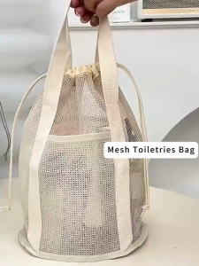 Travel Mesh Drawstring Bag Toiletries Bag Foldable Wash Bag Waterproof Swimming Beg Storage Cosmetic Bag