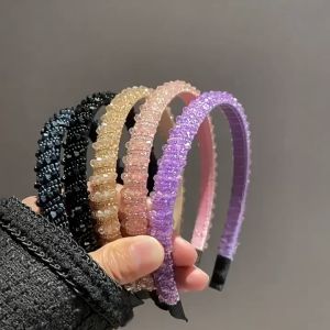 Bando Korea 1.5cm Impor dengan Aksen Kristal Permata Rhinestone Aksesoris Rambut Wanita BTR002