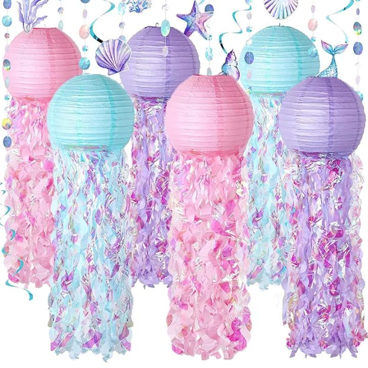 Hanging Jellyfish Lantern Little Mermaid Theme Girl Birthday Party