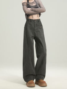 plus Size Girls American Retro Military Green High Waist Workwear Pants Slimming Wide Leg Casual Cotton Trousers for Women