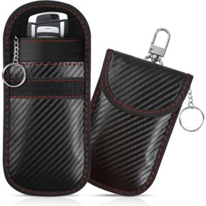 Faraday Bag for Key Fob Cage Protector Car RFID Signal Blocking Key Fob Protector Anti-Theft Pouch Double-Layers of Carbon Fiber