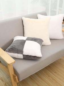 2024 New Plush Rabbit Fur Pillow Short Velvet Car Pillow Bedroom Bedside Living Room Sofa Pillow Modern Minimalist Style