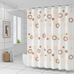 Coffee ring pattern printing waterproof PEVA toilet creative decorative partition curtain transparent to protect privacy