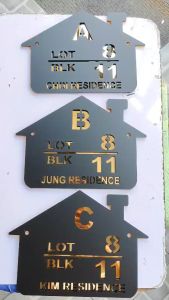 Customize/personalize Laser cut acrylic House/Business signage/marker bahay shape
