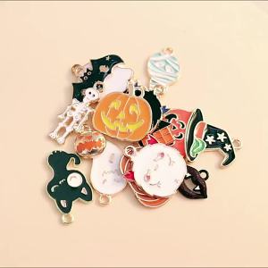 10 Chiếc Charm Men Tráng Men Halloween Nhiều Kiểu Dáng Khác Nhau Bao Gồm Bí Ngô Ma Xác Ướp Ma Cà Rồng Xương Người Dùng Làm Phụ Kiện Tự Làm Đồ Trang Sức