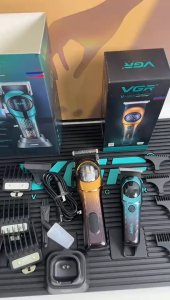 VGR 2-in-1 Professional Hair Clipper & Trimmer Set V-166 V-966 Mens Professional Cordless Scissor Electric Shaver LCD Display Shaver Hair Shaving Shaving Repair Combination