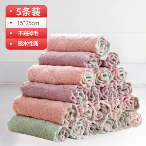 Dishwashing Cloth For Home Kitchen Special Thickened Absorbent Oil-Free Cleaning Coral Fleece Hand Towel Large Cleaning Cloth