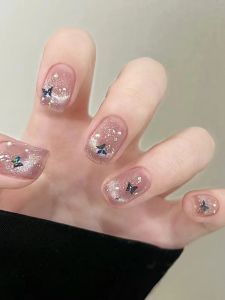 Butterfly Cat Eye Gradient Short Wearable Nails Brightening Summer Beauty Nail Stickers White Moon Tooth Brand Chinese Origin