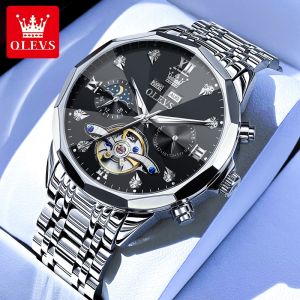 OLEVS | Automatic Mechanical Watch Mens Multi-Function Rhombus Mirror Water-Resistant Night Light
