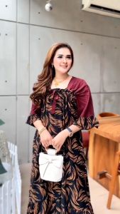 DASTER FUJI RAYOON KERUT DADA DRES LILY POM POM REMPEL DASTER POM POM MOTIF TERBARU DRES FUJI VIRAL REMPEL BAWAH