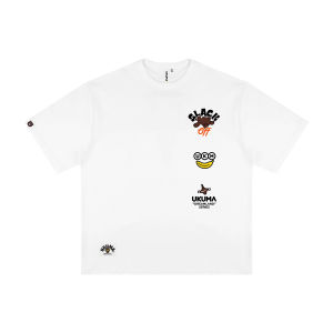 UKUMA Summer Lazy Bear Banana Print Loose Fit round Neck Short Sleeve T-Shirt Quick Dry Cool Feeling White Grey Black T-Shirt