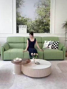French-style cream-colored elephant ear minimalist modern fabric sofa