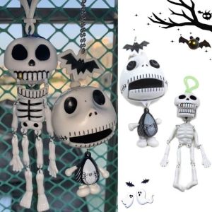 Thời Trang Kéo Dây Đầu Lâu Móc Khóa Ma Nhỏ Móc Khóa Nam Nữ Túi Xách Mặt Dây Chuyền Halloween Quà Tặng