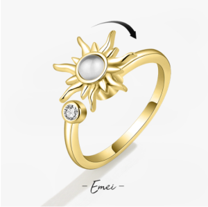 Anti Stress Anxiety Fidget Rings for Women Satinless Steel Spinner Sunflower Sun Star Ring Trendy Jewelry Gift Dropshipping