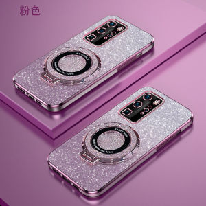 Huawei P40 pro Gradient Sparkle Dust Phone Case Luxury Fashion Ultra-Thin Curved Screen Magnetic Stand Protective Soft Shell