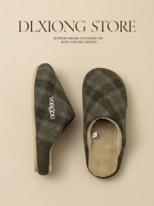 Dép Cotton Kẻ Caro Cao Cấp Cho Nữ Dùng Trong Nhà Mùa Thu Đông Chống Trượt Đế Dày Lót Lông Cừu Ấm Áp Sàn Gỗ