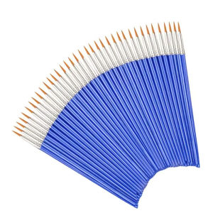 50Pcs Painting Brushes Set Art Round Flat Hair Nylon Hair Paint Brush for Oil Acrylic Watercolor Kids/Artists/Beginners/Student