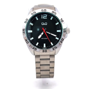 Q&Q Q87B-003PY* Silver & Black Mens Sport Watch