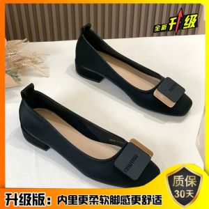 Soft Leather Flat Bottom Square Toe Single Shoes Womens 2025 New Style Spring Autumn Versatile Gentle Fairy Evening Soft Sole Bean Bean Shoes